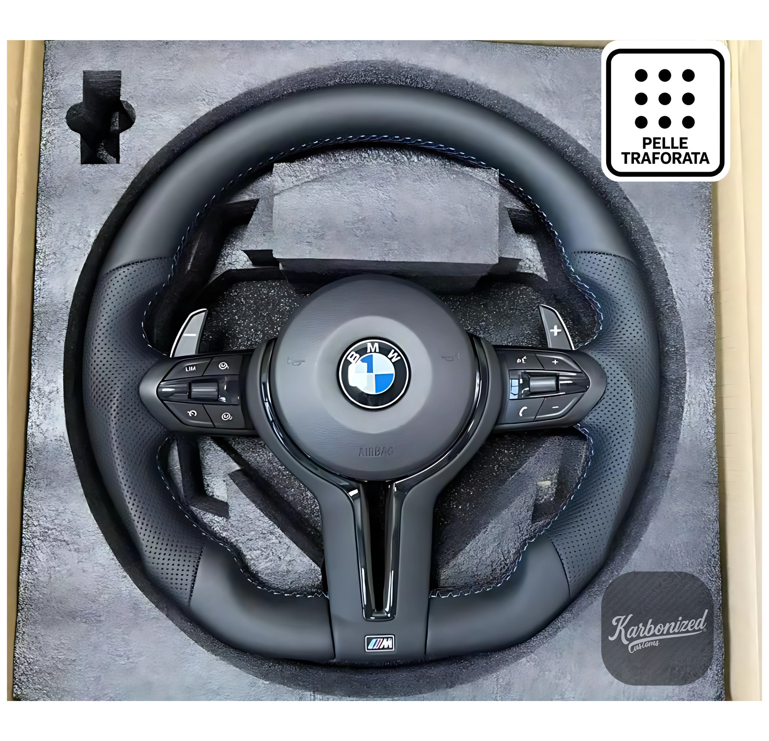 Volante Bmw M sport Tagliato In Pelle Traforata + Airbag