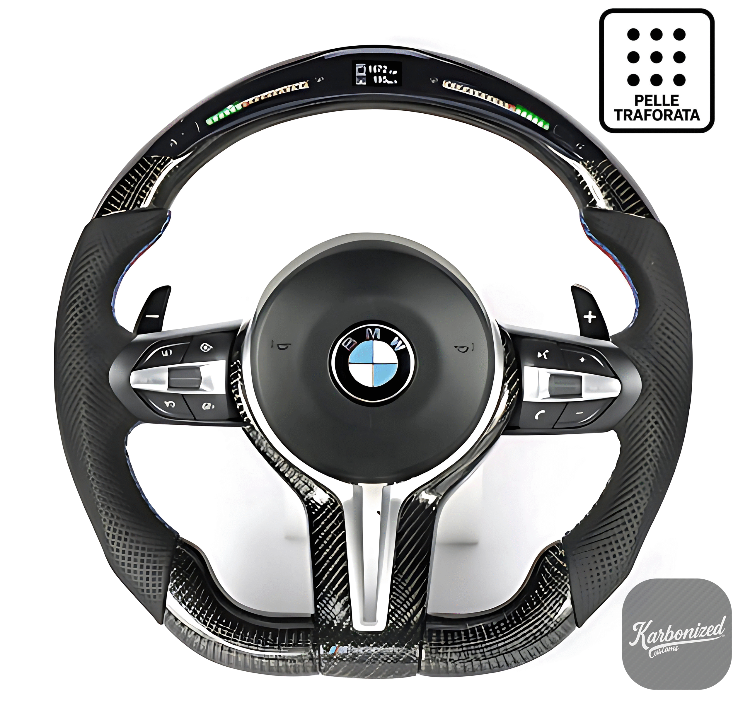 pelle carbonio led Volante Bmw M sport LED In Carbonio e Pelle/Alcantara + Airbag